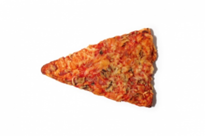 Pizza slice with ham and mushroom