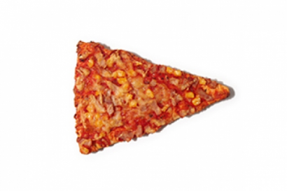 Pizza slice with ham and corn